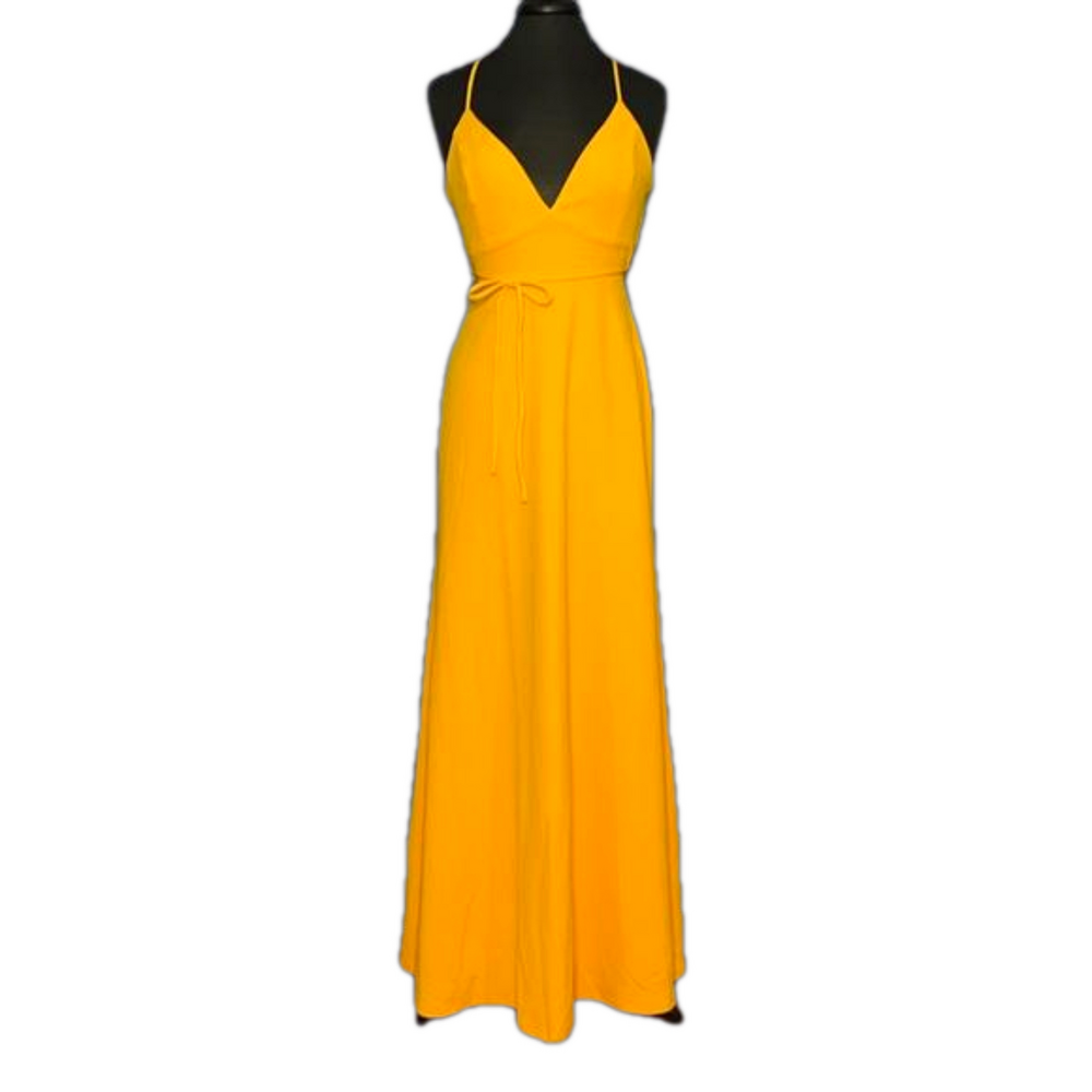 LuLus Marigold Lace-Up Maxi Dress Size Medium